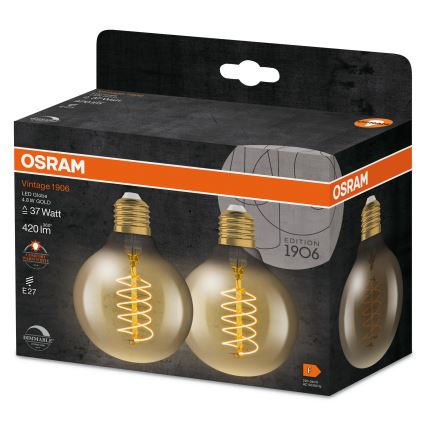 Pack de 2 bombillas LED regulables Filamento Vintage E27/4,8W/230V 2200K - Osram