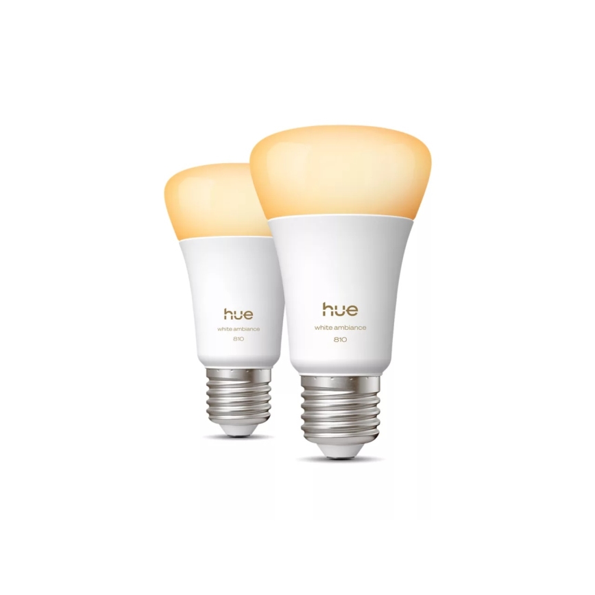 Pack de 2 bombillas LED regulables Philips Hue WHITE AMBIANCE E27/6W/230V 1000-20000K