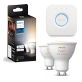 Pack de 2 bombillas LED regulables Philips Hue WHITE AMBIANCE GU10/4,2W/230V 2200-6500K + Hue bridge