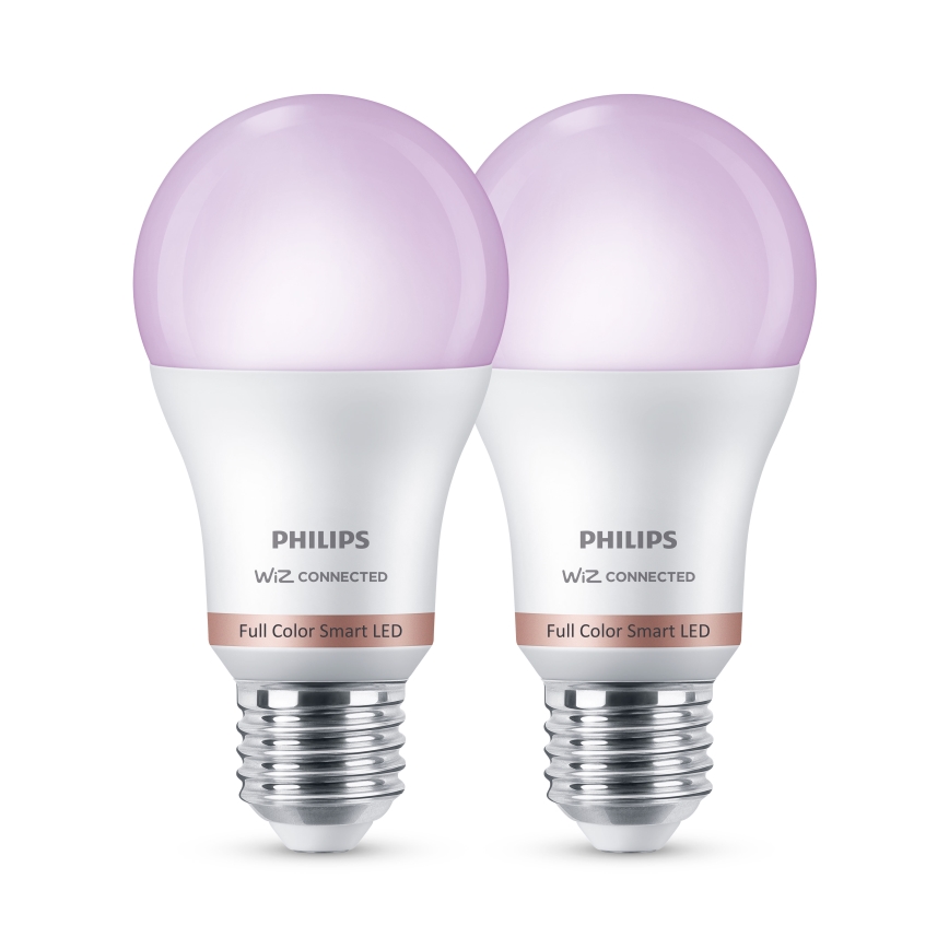 Pack de 2 bombillas LED RGB regulables Philips SMART A60 E27/8,5W/230V 2200-6500K
