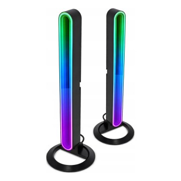 Pack de 2 lámparas de mesa LED RGBIC regulables LED/5W/5V negras + mando a distancia
