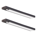 Pack de 2 luces LED recargables para muebles con sensor de movimiento y de crepúsculo VIRO LED/1,2W/3,7V 800 mAh 3000/4000/6500K 30 cm negro