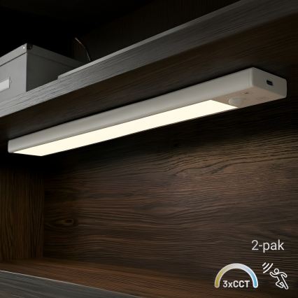 Set de 2 luces LED recargables para muebles con sensor de movimiento y de crepúsculo VIRO LED/1,2W/3,7V 800 mAh 3000/4000/6500K 30 cm blancas