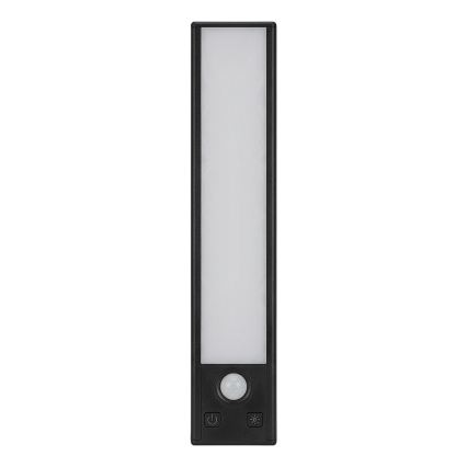 Pack de 2 luces LED recargables para muebles con sensor de movimiento y de crepúsculo VIRO LED/1,2W/3,7V 800 mAh 3000/4000/6500K 30 cm negras