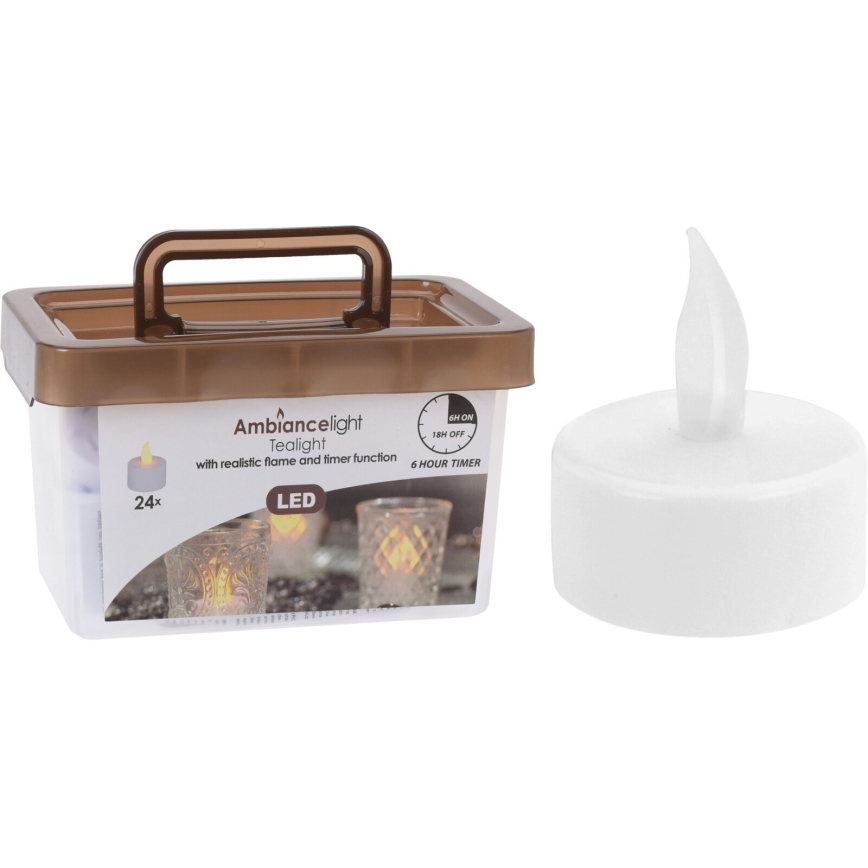Pack de 24 velas decorativas navideñas LED/1xCR2032, 3,8 cm, blanco cálido