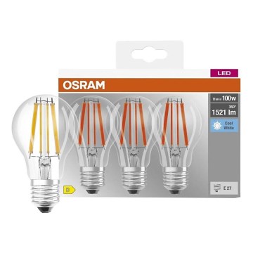 Pack de 3 bombillas LED Base Classic Filament A60 E27/11W/230V 4000K - Osram