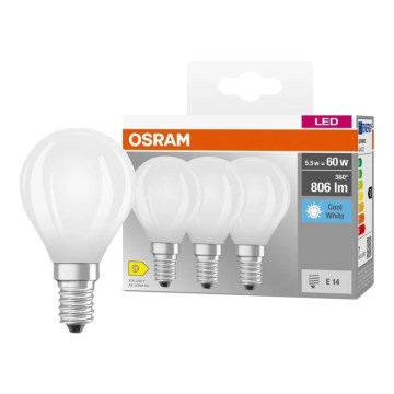 Pack de 3 bombillas LED BASE CLASSIC FILAMENT E14/5,9W/230V 4000K - Osram