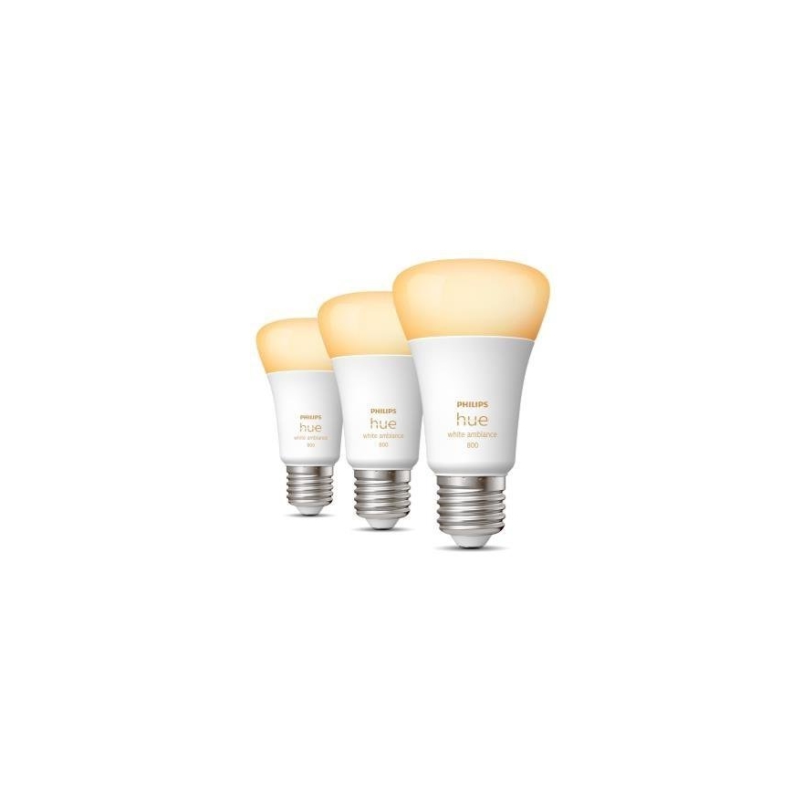 Pack de 3 bombillas LED regulables Philips Hue WHITE AMBIANCE A60 E27/6W/230V 2200-6500K