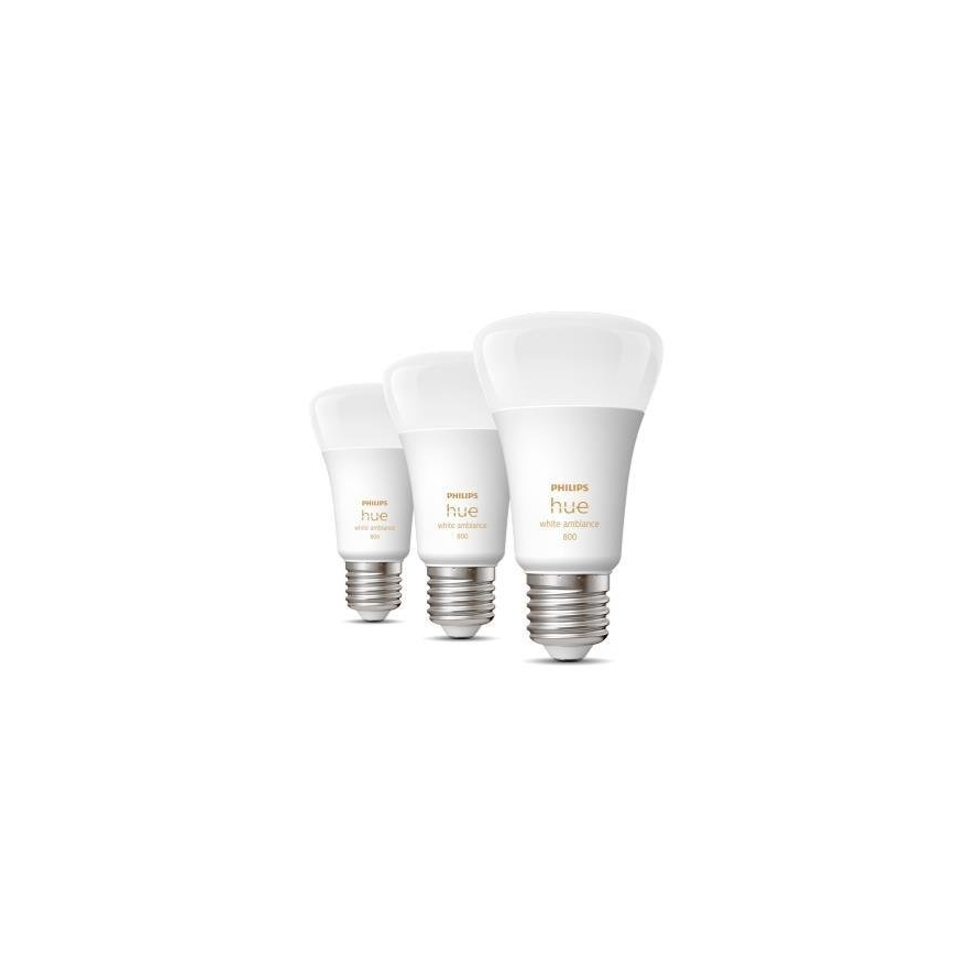 Pack de 3 bombillas LED regulables Philips Hue WHITE AMBIANCE A60 E27/6W/230V 2200-6500K