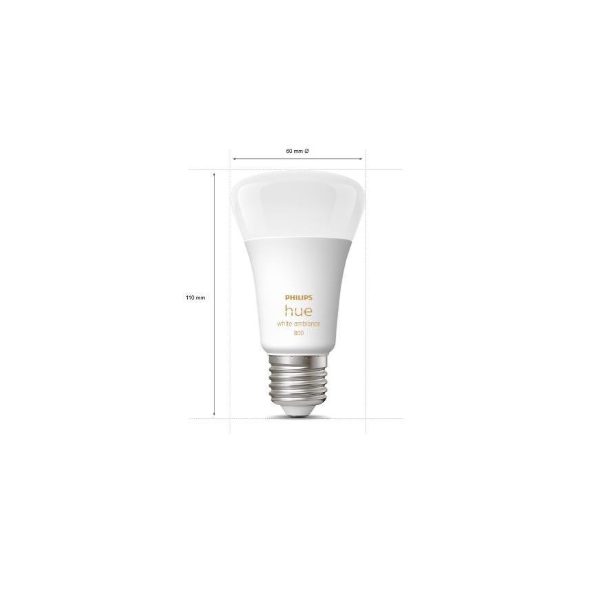 Pack de 3 bombillas LED regulables Philips Hue WHITE AMBIANCE A60 E27/6W/230V 2200-6500K