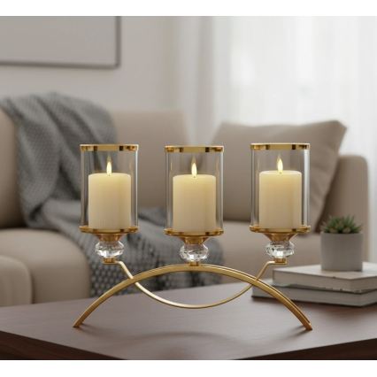 Pack de 3 velas LED BRILLO — color crema, funcionamiento con 3x AAA y mando a distancia