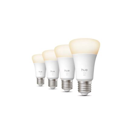 Pack de 4 bombillas LED regulables Philips Hue WHITE E27/7W/230V 2700K