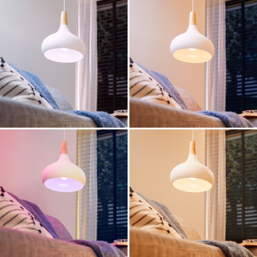 Pack de 4 bombillas LED RGB regulables Philips SMART C37 E14/4,9W/230V 2200-6500K