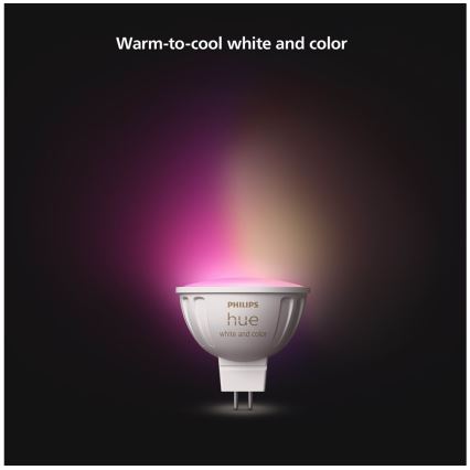 Pack de 4 bombillas LED RGBW regulables Philips Hue WHITE AND COLOR AMBIANCE GU5,3/MR16/6,3W/12V 2000-6500K
