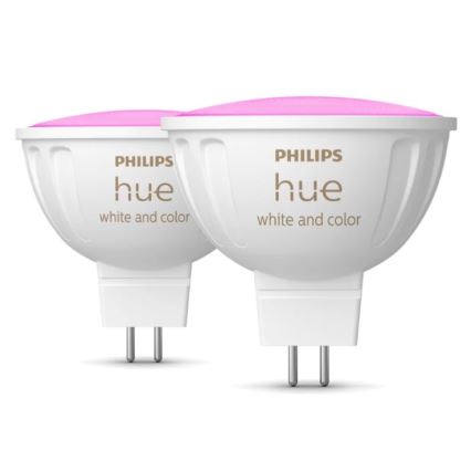 Pack de 4 bombillas LED RGBW regulables Philips Hue WHITE AND COLOR AMBIANCE GU5,3/MR16/6,3W/12V 2000-6500K
