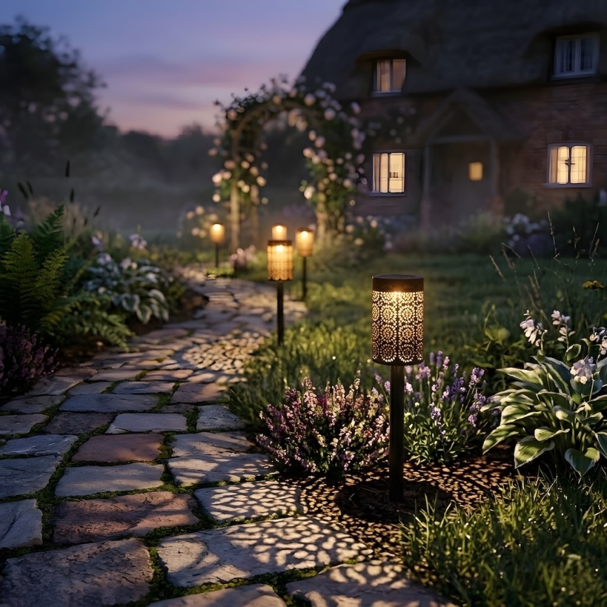 Pack de 4 lámparas solares LED DECOR LED/1,2V 150 mAh 3000K 39 cm IP44 negro