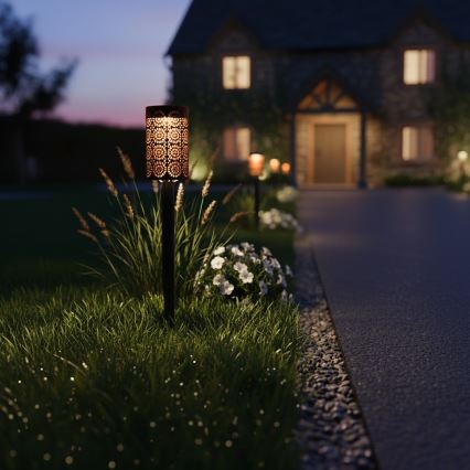 Pack de 4 lámparas solares LED DECOR LED/1,2V 150 mAh 3000K 39 cm IP44 negro