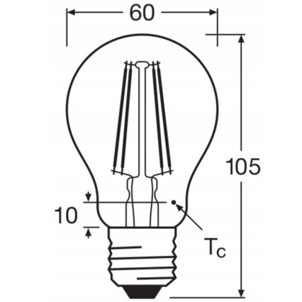 Pack de 5 bombillas LED BASE CLASSIC FILAMENT A60 E27/7W/230V 4000K - Osram
