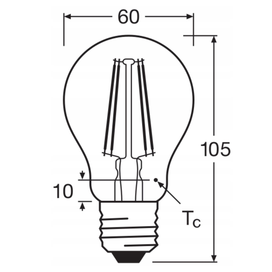 Pack de 5 bombillas LED BASE CLASSIC FILAMENT A60 E27/7W/230V 4000K - Osram