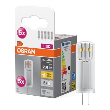 Pack de 5 bombillas LED PIN G4/1,8W/12V 2700K - Osram