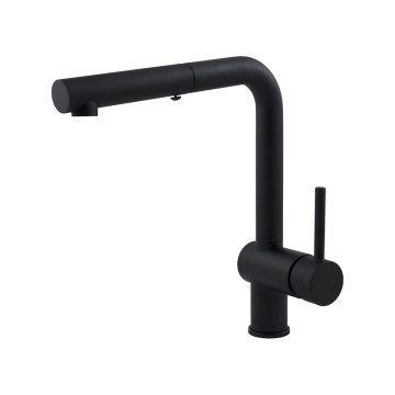 Paffoni - Grifo de cocina LIGHT con rociador extraíble, 29,2 cm, negro