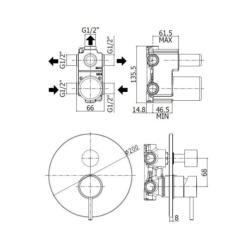 Paffoni - Grifo de ducha para instalación empotrada LIGHT cromo brillante