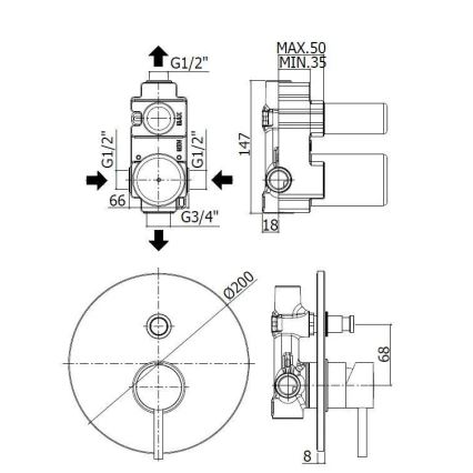Paffoni - Grifo de ducha para instalación empotrada LIGHT, cromo brillante