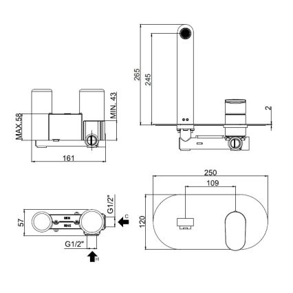 Paffoni - Grifo de lavabo para instalación empotrada CANDY cromo brillante
