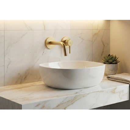 Paffoni - Grifo de lavabo para instalación empotrada LIGHT, acabado oro cepillado