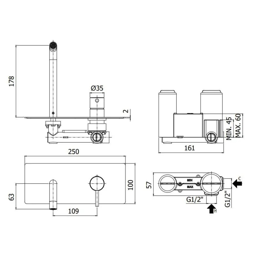 Paffoni - Grifo de lavabo para instalación empotrada LIGHT blanco mate
