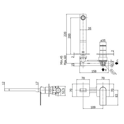 Paffoni - Grifo empotrado para lavabo TANGO, acero inoxidable