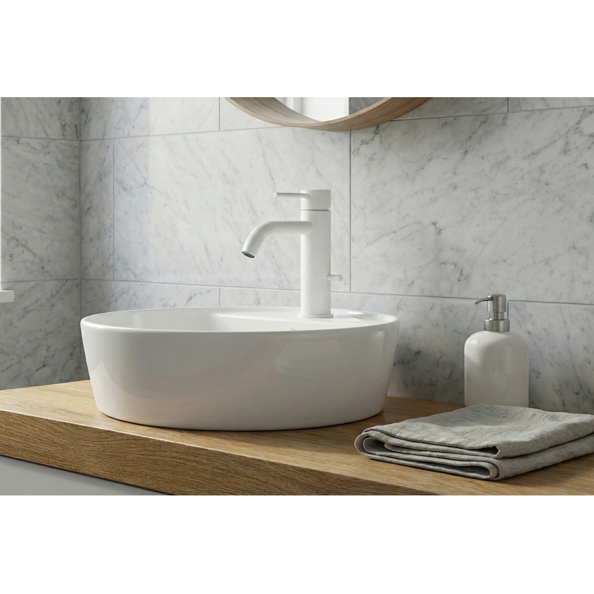 Paffoni - Grifo para lavabo + desagüe LIGHT blanco