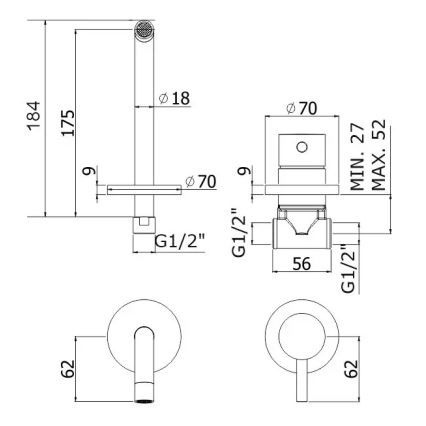 Paffoni - Grifo para lavabo empotrado LIGHT, cromo brillante