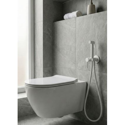Paffoni - Conjunto mural con rociador manual para bidé, para instalación empotrada RINGO WEST, blanco