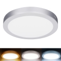 Panel LED 2 en 1 empotrable o de superficie 18W/230V 3000/4000/6000K Ø 22,5 cm IP54 plateado