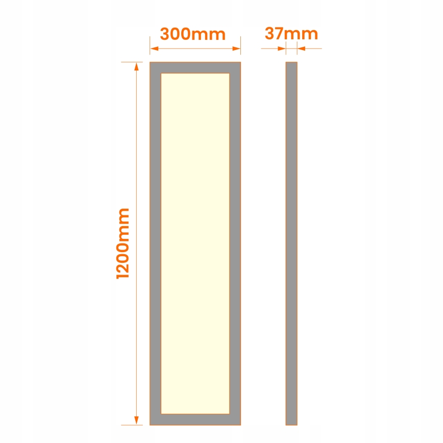 Panel LED de superficie 60W/230V 30x120 cm negro