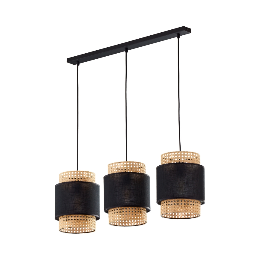 Pantalla de repuesto para lámpara de mesa y araña BOHO, casquillo E27, Ø 20 cm, ratán/negro