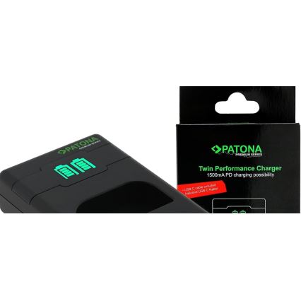 PATONA - Cargador rápido dual para Fuji NP-W126 + cable USB-C de 0,6 m