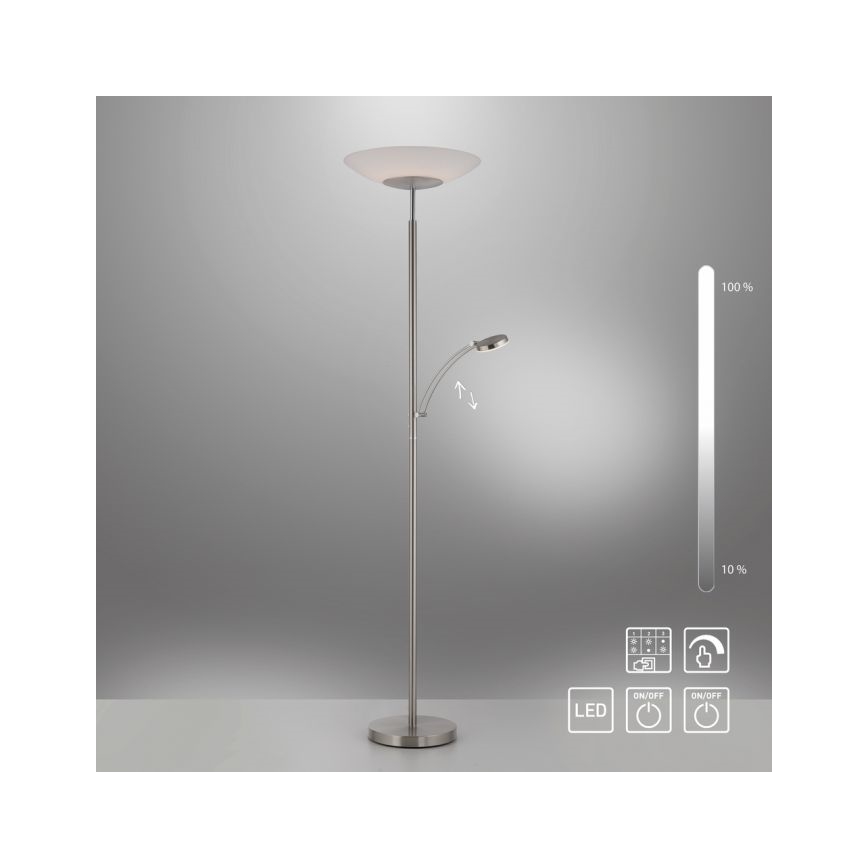 Paul Neuhaus 655-55 - Lámpara de pie LED regulable ALFRED LED/28W+LED/4W/230V cromo brillante