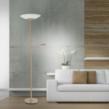 Paul Neuhaus 655-60 - Lámpara de pie LED regulable ALFRED LED/28W/230V+LED/4W/230V latón