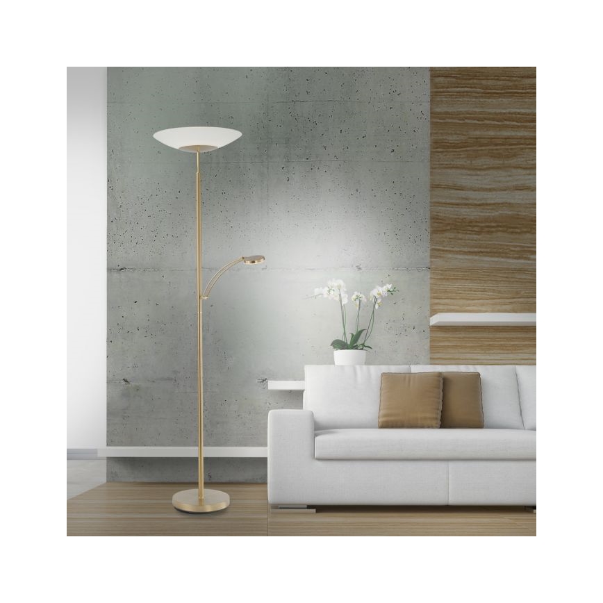 Paul Neuhaus 655-60 - Lámpara de pie LED regulable ALFRED LED/28W/230V+LED/4W/230V latón