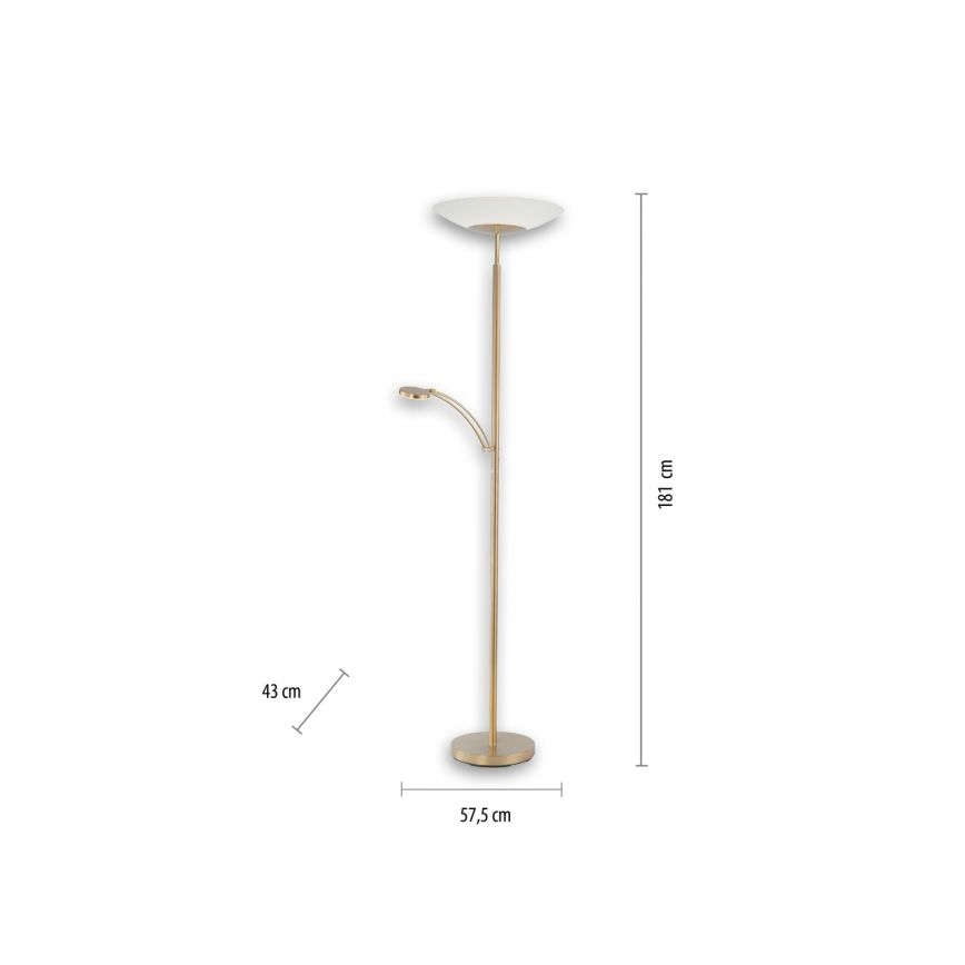 Paul Neuhaus 655-60 - Lámpara de pie LED regulable ALFRED LED/28W/230V+LED/4W/230V latón