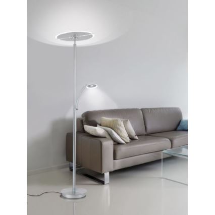 Paul Neuhaus 673-55 - Lámpara de pie LED regulable ARTUR 2xLED/21W/230V+LED/6W cromado brillante