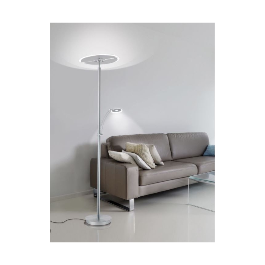 Paul Neuhaus 673-55 - Lámpara de pie LED regulable ARTUR 2xLED/21W/230V+LED/6W cromado brillante