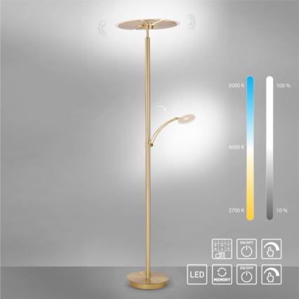 Paul Neuhaus 673-60 - Lámpara de pie LED regulable ARTUR 2xLED/21W/230V+LED/6W dorada
