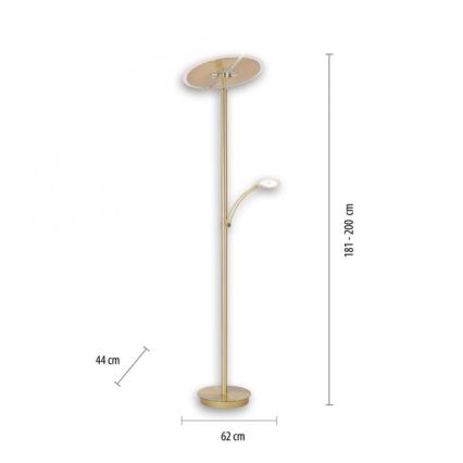 Paul Neuhaus 673-60 - Lámpara de pie LED regulable ARTUR 2xLED/21W/230V+LED/6W dorada