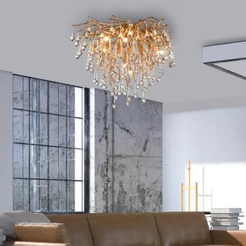 Paul Neuhaus 8091-11 - Lámpara de techo ICICLE 9xG9/40W/230V diá. 50 cm latón