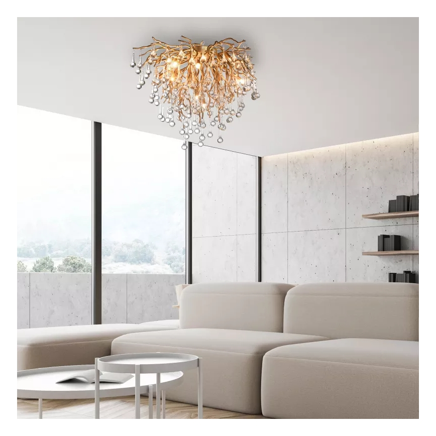 Paul Neuhaus 8091-11 - Lámpara de techo ICICLE 9xG9/40W/230V diá. 50 cm latón