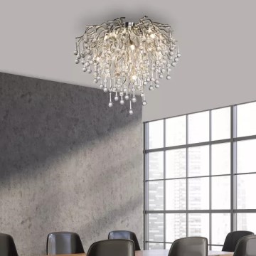 Paul Neuhaus 8091-55 - Lámpara de techo ICICLE 9xG9/40W/230V diá. 50 cm cromo brillante