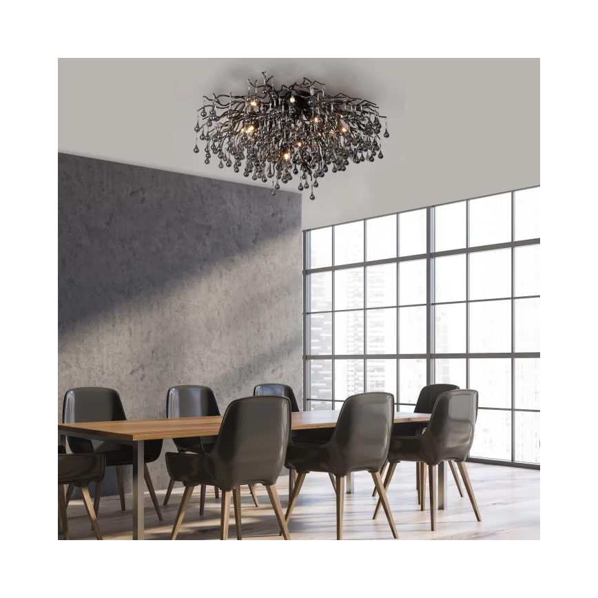 Paul Neuhaus 8092-18 - Lámpara de techo de superficie ICICLE 14xG9/40W/230V Ø 100 cm, negra